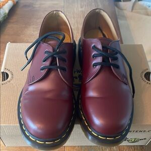 Dr. Martens Red Combat Boots Rugged Style